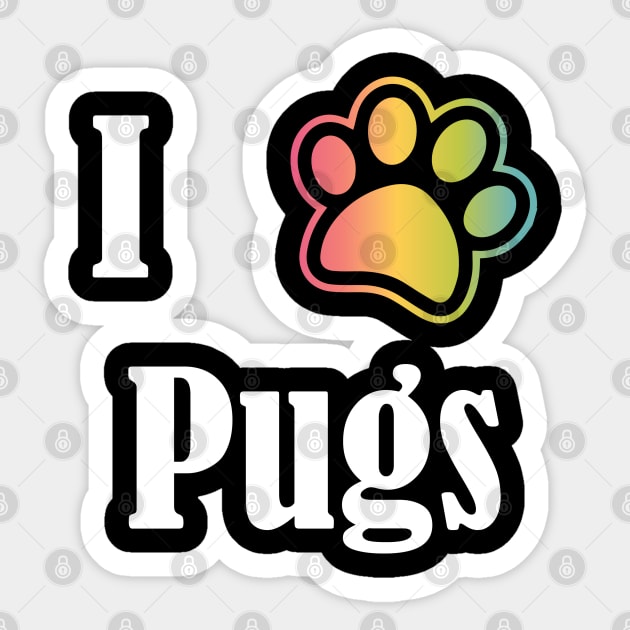 I Heart Pugs | I Love Pugs Sticker by jverdi28